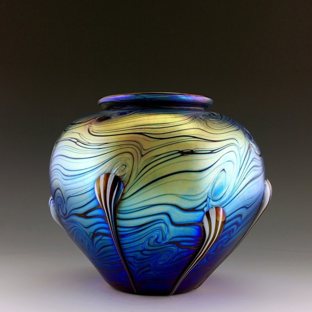 Art Nouveau Glass Vase Glamorous Tiffany or Loetz Decor (1 of 2)