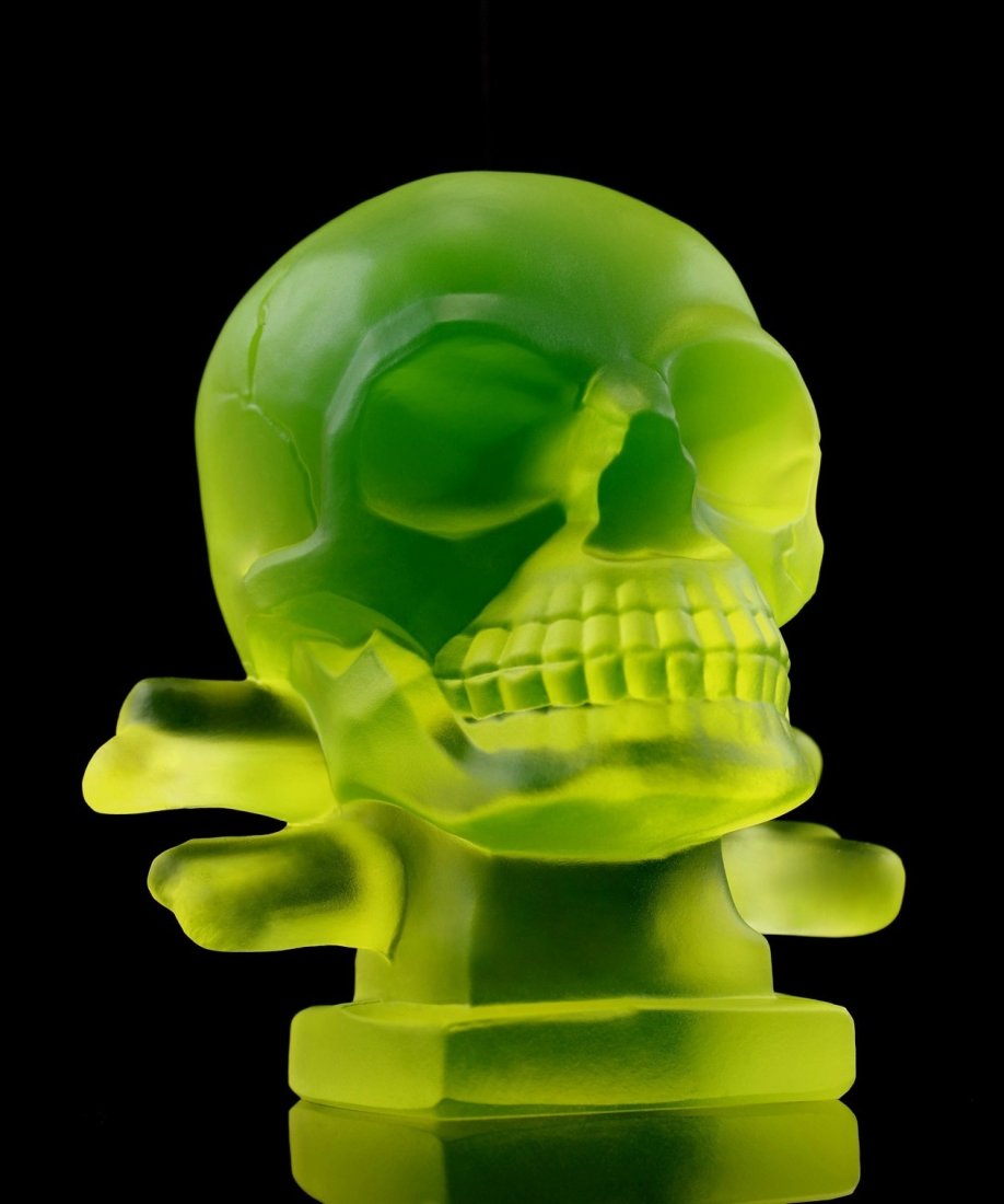 Art Deco 1930's Glass ' Skull ' Car Mascot H.Hoffmann (1 of 6)