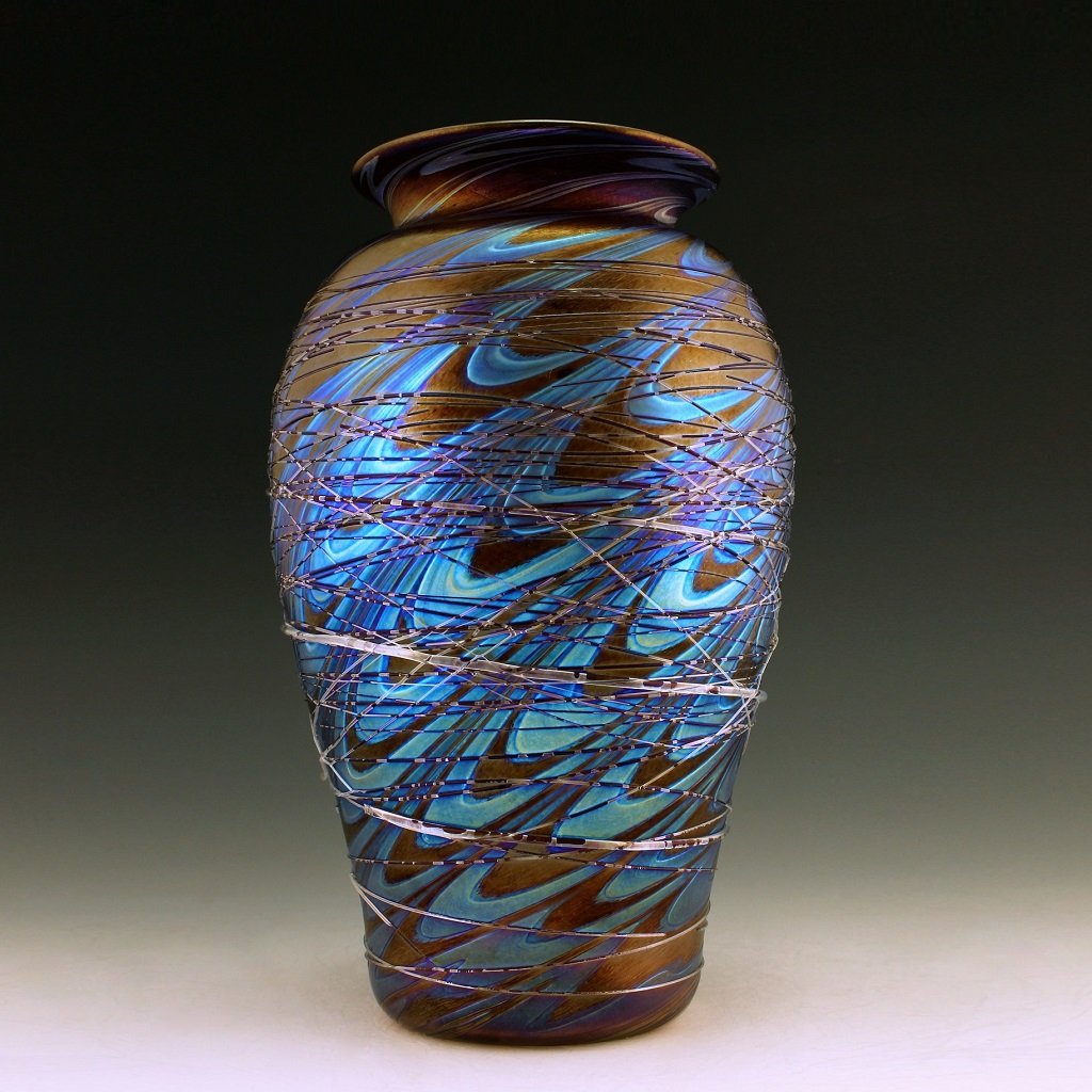 Art Nouveau Glass Vase Glamorous Tiffany or Loetz Decor (1 of 2)