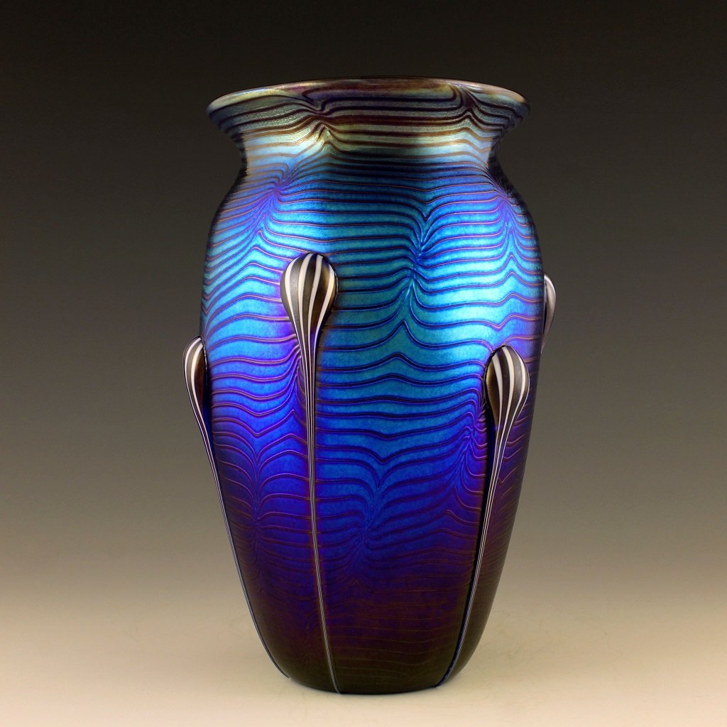 Art Nouveau Glass Vase Glamorous Tiffany or Loetz Decor (1 of 2)