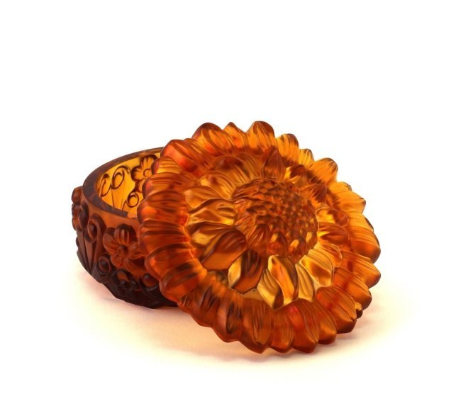 Art Deco Amber Glass Jewelry Box H.Hoffmann by Lalique (1 of 2)