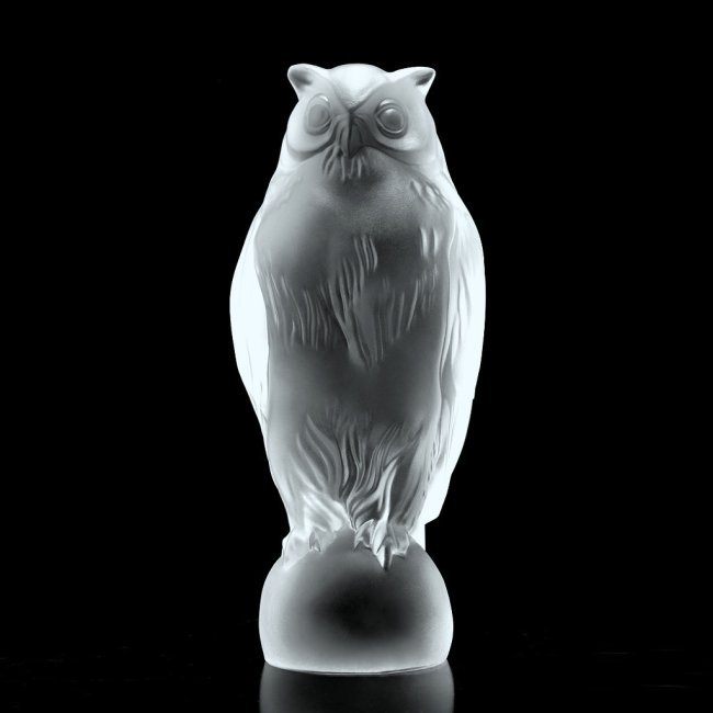Beautiful Figurine France Art Glass Owl: Top Quality Art Deco Glass Sculpture. This sculpture was originally made by LALIQUE. This piece was made in Bohemia from ORIGINAL antique molds that were used during the 1930's - 1939's. It is BREATHT