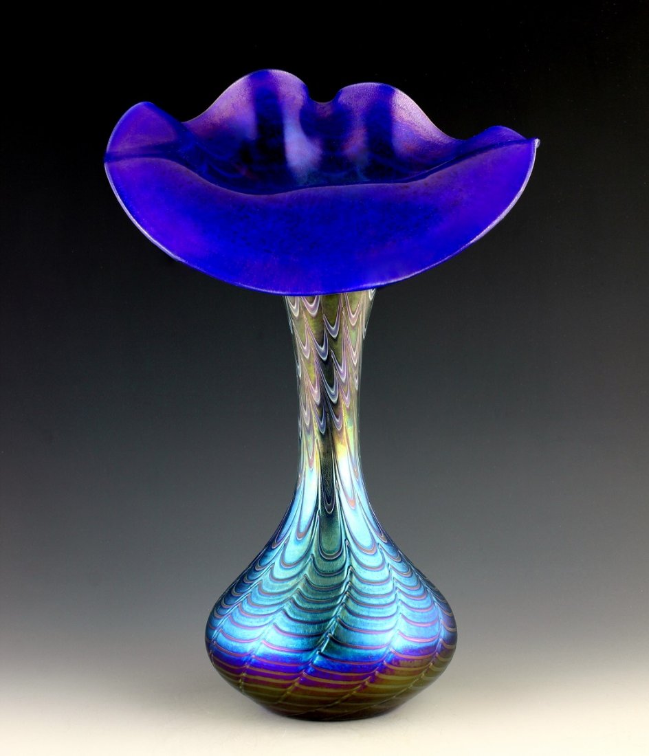 Art Nouveau Glass Vase Glamorous Tiffany or Loetz Decor (1 of 1)