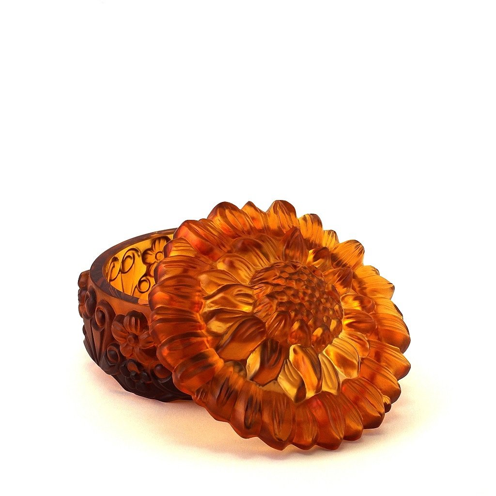 Art Deco Amber Glass Jewelry Box 1930' H.Hoffmann by Lalique (1 of 2)