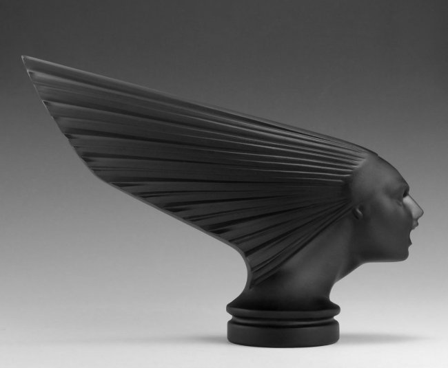 Art Deco 1930' Black Glass VICTOIRE Car Mascot 'Spirit Of The Wind' Hood Ornament (1 of 5)