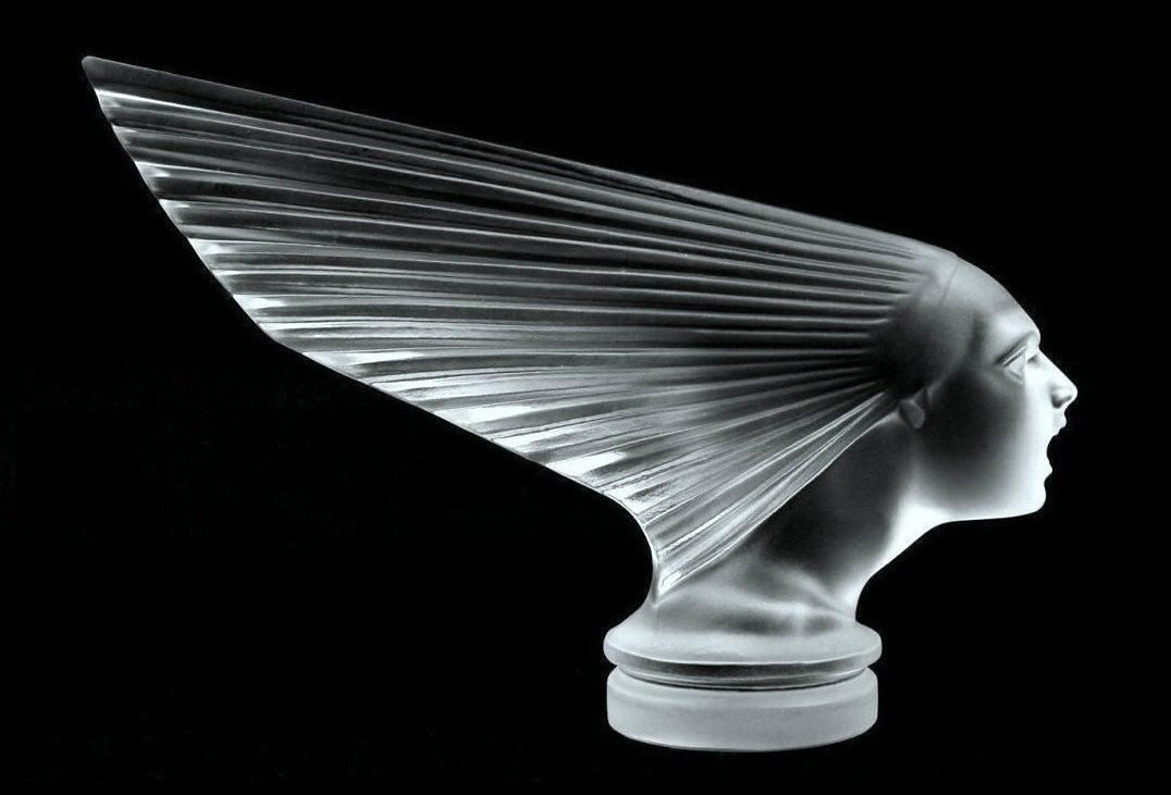 Art Deco 1930' Glass VICTOIRE Car Mascot 'Spirit Of The Wind' Hood Ornament (1 of 6)