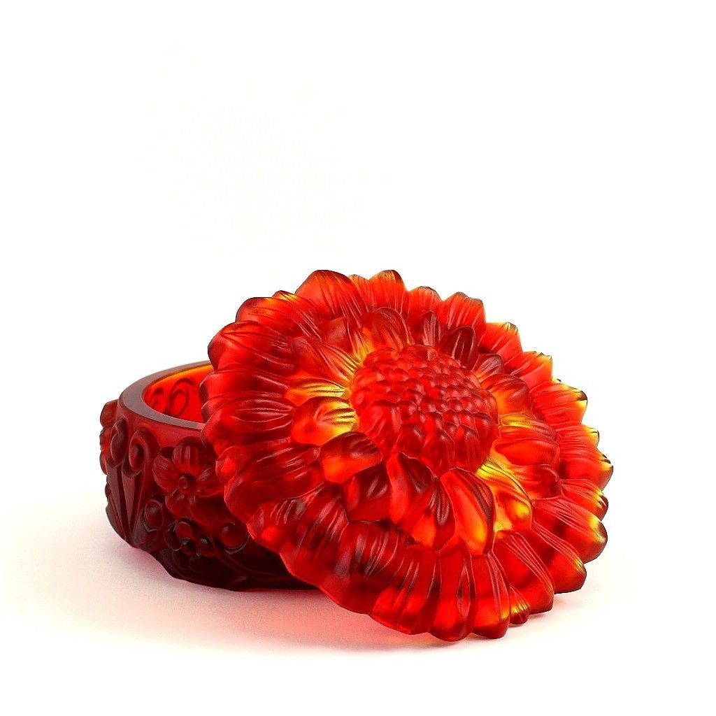 Art Deco Ruby Red Glass Jewelry Box 1930' H.Hoffmann by Lalique (1 of 2)