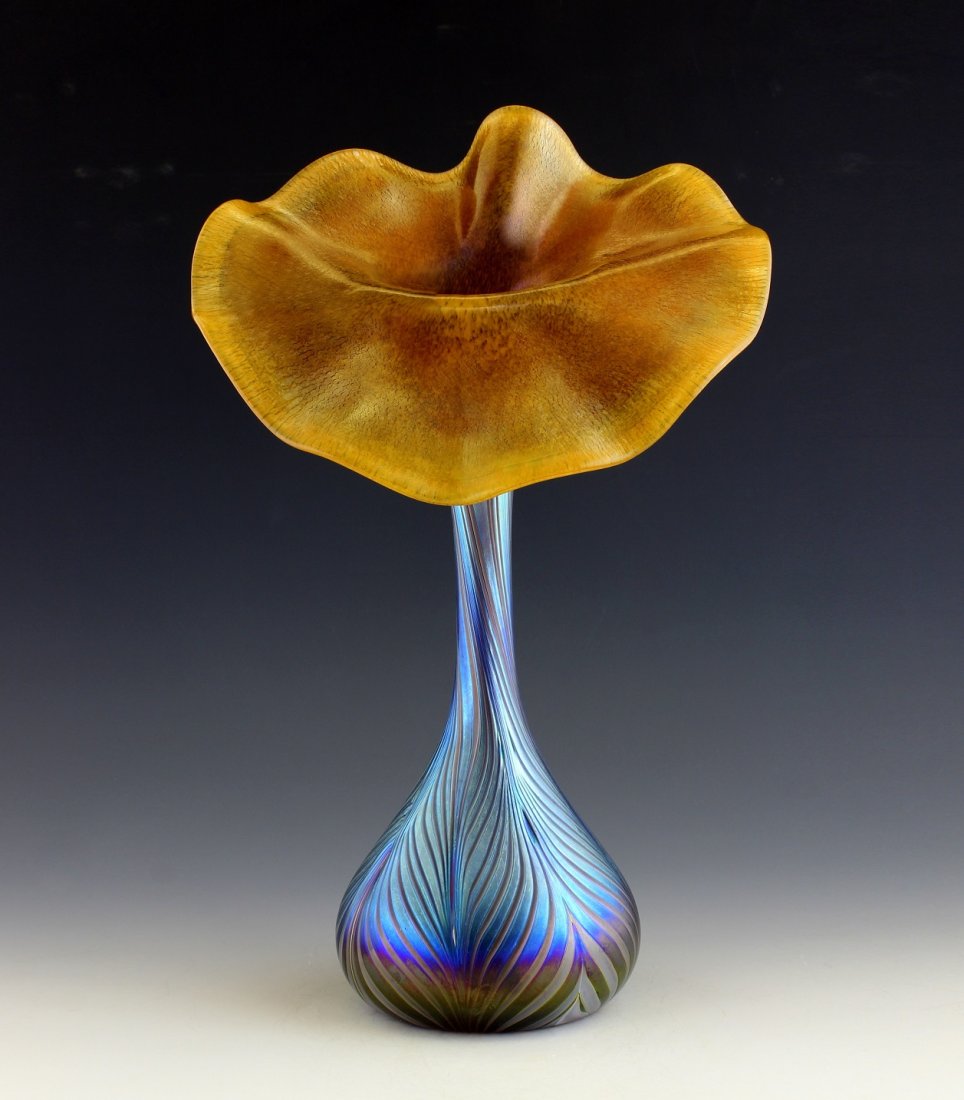 Art Nouveau Glass Vase Glamorous Tiffany Or Loetz Decor (1 of 2)