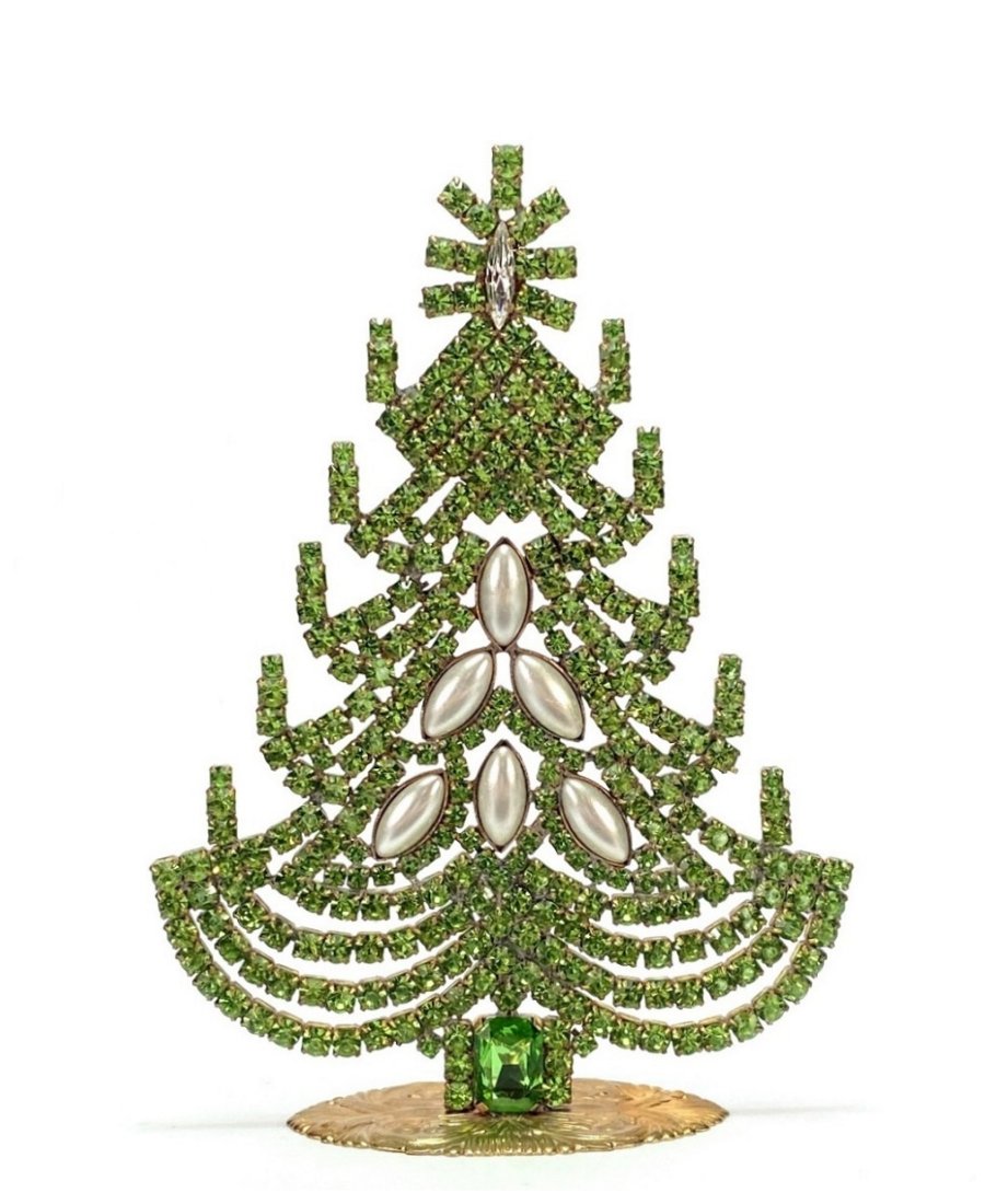 Vintage Rhinestones Standing Decorative Christmas Tree L: Vintage Standing Christmas Tree. Made in Czechoslovakia. Excellent condition. No missing stones. No damage. It measures approximately 5 1/2 ".