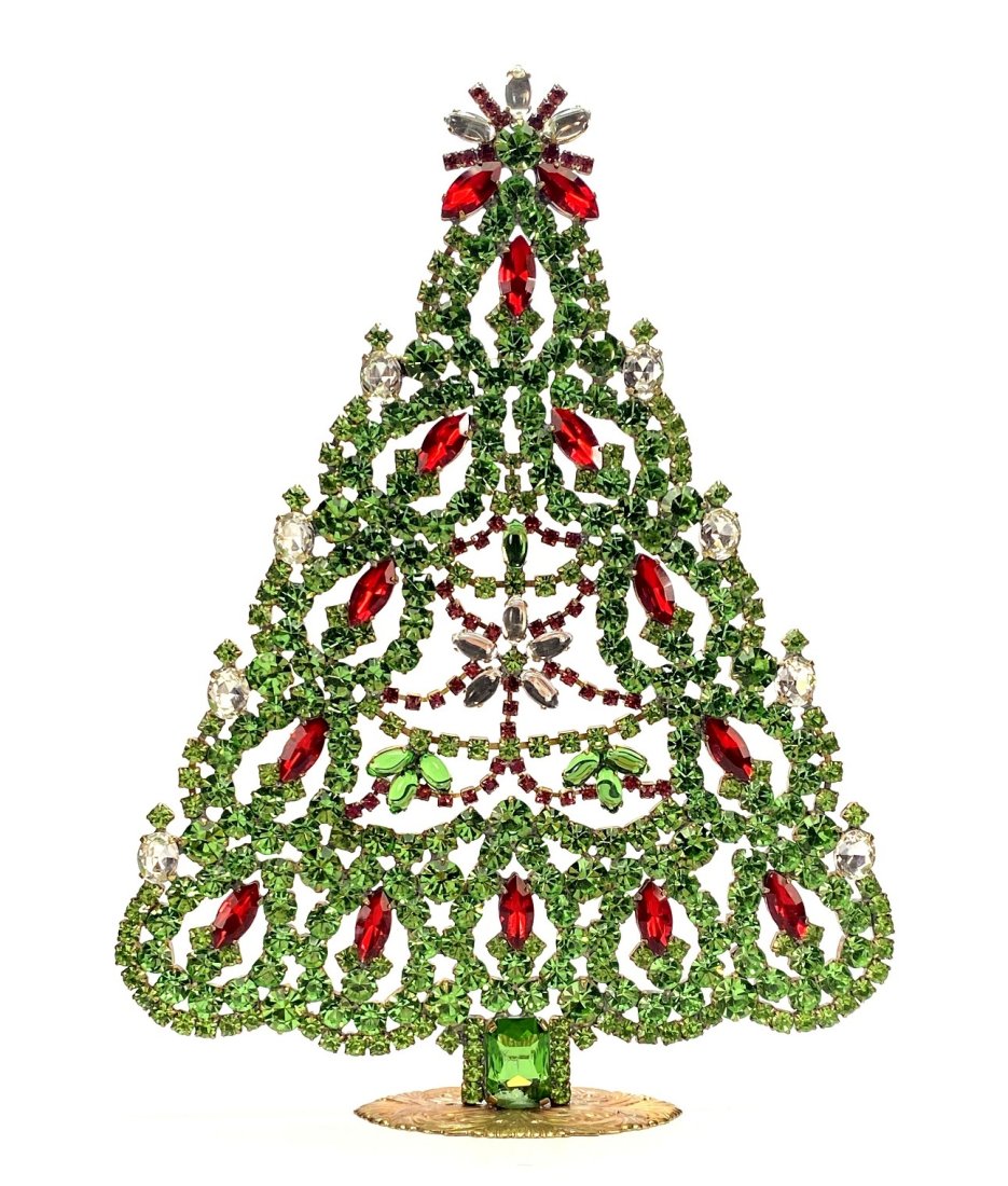 Vintage Rhinestones Standing Decorative Christmas Tree L: Vintage Standing Christmas Tree. Made in Czechoslovakia. Excellent condition. No missing stones. No damage. It measures approximately 8 ".
