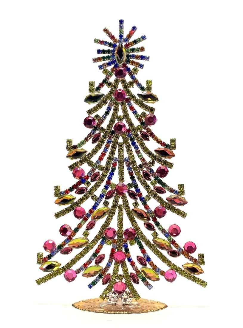 Vintage Rhinestones Standing Decorative Christmas Tree XL: Vintage Standing Christmas Tree. Made in Czechoslovakia. Excellent condition. No missing stones. No damage. It measures approximately 7 1/2 ".