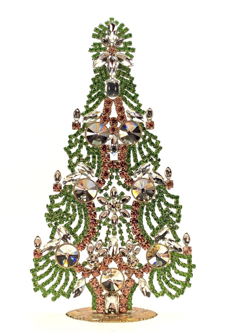 Vintage Rhinestones Standing Decorative Christmas Tree XL: Vintage Standing Christmas Tree. Made in Czechoslovakia. Excellent condition. No missing stones. No damage. It measures approximately 8 1/2 ".