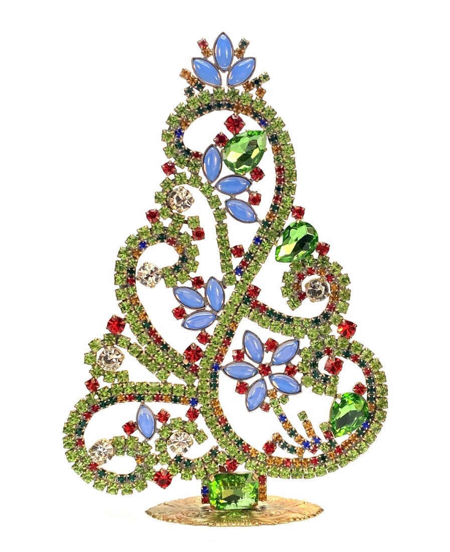 Vintage Rhinestones Standing Decorative Christmas Tree XL: Vintage Standing Christmas Tree. Made in Czechoslovakia. Excellent condition. No missing stones. No damage. It measures approximately 8 1/2 ".