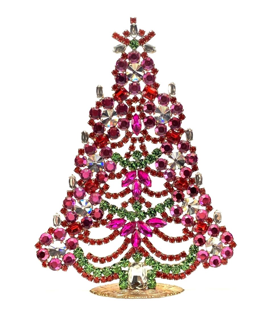 Vintage Rhinestones Standing Decorative Christmas Tree XL: Vintage Standing Christmas Tree. Made in Czechoslovakia. Excellent condition. No missing stones. No damage. It measures approximately 7 ".