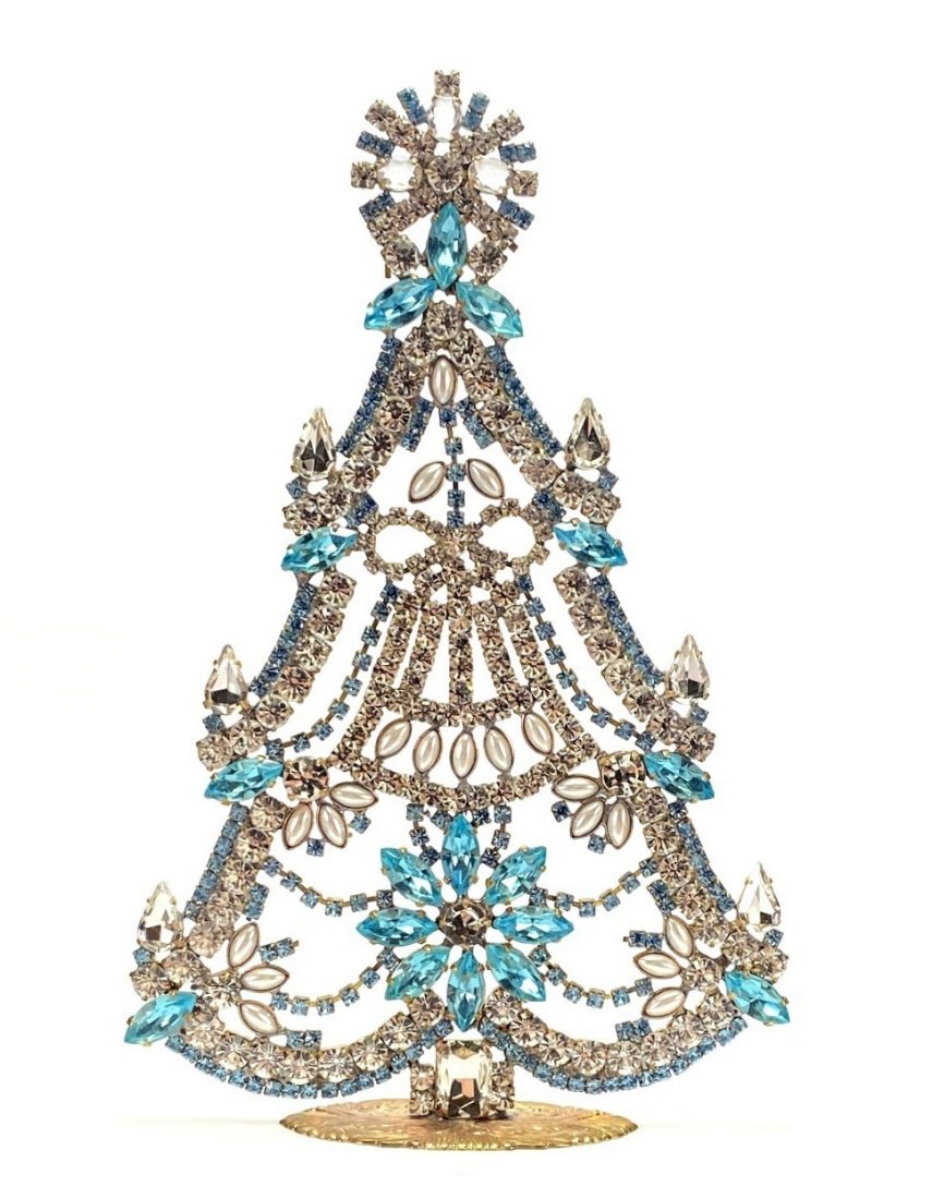 Vintage Rhinestones Standing Decorative Christmas Tree XL: Vintage Standing Christmas Tree. Made in Czechoslovakia. Excellent condition. No missing stones. No damage. It measures approximately 7 1/2 ".