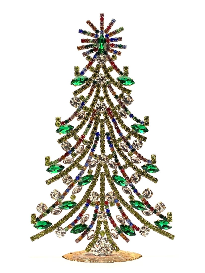 Vintage Rhinestones Standing Decorative Christmas Tree XL: Vintage Standing Christmas Tree. Made in Czechoslovakia. Excellent condition. No missing stones. No damage. It measures approximately 7 1/2 ".