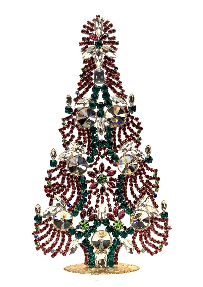Vintage Rhinestones Standing Decorative Christmas Tree XL: Vintage Standing Christmas Tree. Made in Czechoslovakia. Excellent condition. No missing stones. No damage. It measures approximately 8 1/2 ".
