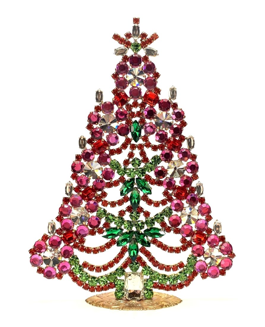Vintage Rhinestones Standing Decorative Christmas Tree XL: Vintage Standing Christmas Tree. Made in Czechoslovakia. Excellent condition. No missing stones. No damage. It measures approximately 7 ".