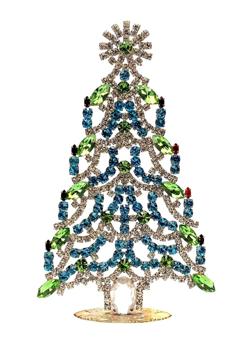 Vintage Rhinestones Standing Decorative Christmas Tree XL: Vintage Standing Christmas Tree. Made in Czechoslovakia. Excellent condition. No missing stones. No damage. It measures approximately 7 1/2 ".