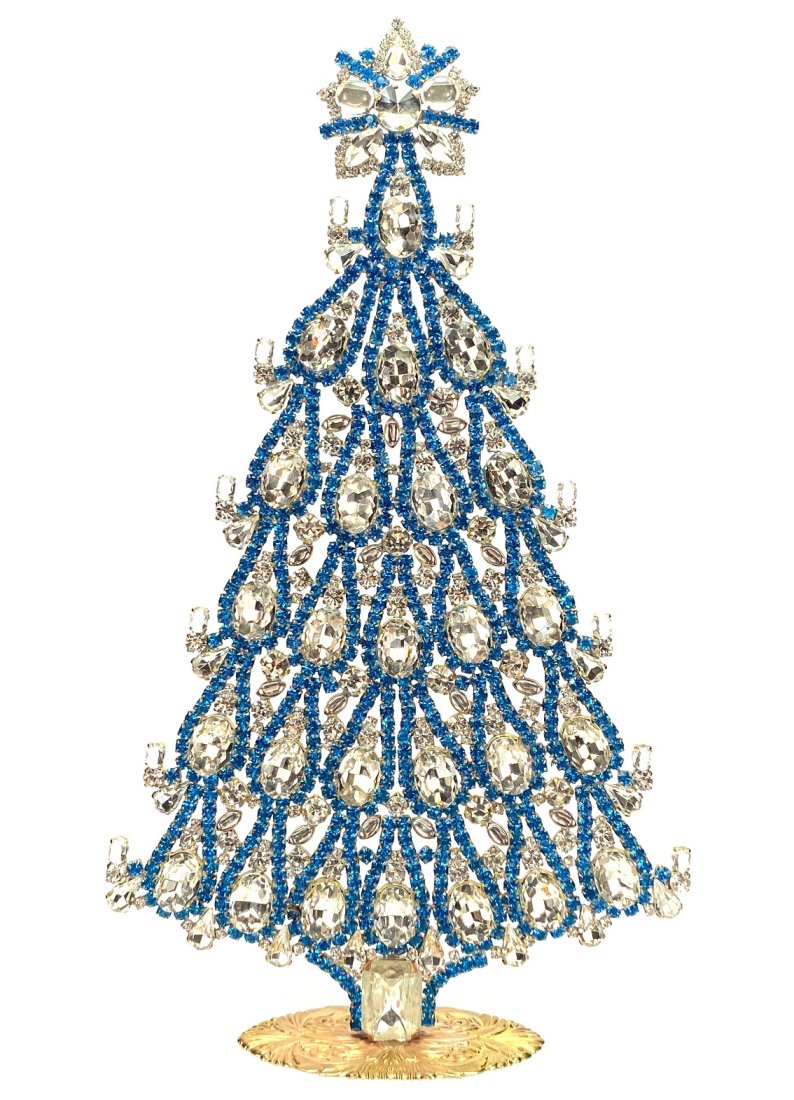 Vintage Rhinestones Standing Decorative Christmas Tree XXL: Vintage Standing Christmas Tree. Made in Czechoslovakia. Excellent condition. No missing stones. No damage. It measures approximately 12 ".