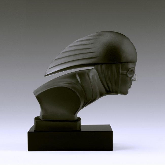 French Art Deco 1930' Smoke Glass Car Mascot Figurine (1 of 3)