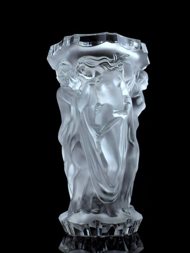 Glamorous Art Deco Satin Glass Ladies Figural Bacchantes Large Vase (1 of 5)