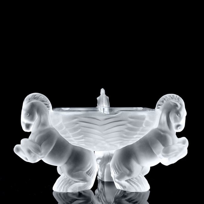 Art Deco 1930' Art Glass Ashtray H.Hoffmann by Lalique: This piece is a great addition to collection or a great gift. Top Quality Art Deco Clear Frosted Glass Ashtray. This Ashtray was originally made by LALIQUE. This piece was made in Bohemia from ORIGINA