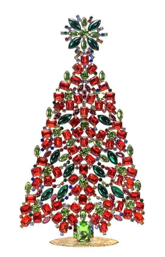Vintage Rhinestones Standing Decorative Christmas Tree XL: Vintage Standing Christmas Tree. Made in Czechoslovakia. Excellent condition. No missing stones. No damage. It measures approximately 8 1/2 ".