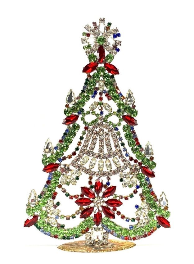 Vintage Rhinestones Standing Decorative Christmas Tree XL: Vintage Standing Christmas Tree. Made in Czechoslovakia. Excellent condition. No missing stones. No damage. It measures approximately 7 1/2 ".