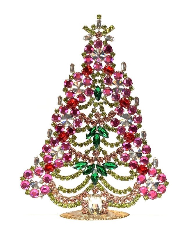 Vintage Rhinestones Standing Decorative Christmas Tree XL: Vintage Standing Christmas Tree. Made in Czechoslovakia. Excellent condition. No missing stones. No damage. It measures approximately 7 1/2 ".