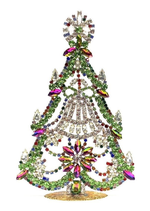 Vintage Rhinestones Standing Decorative Christmas Tree XL: Vintage Standing Christmas Tree. Made in Czechoslovakia. Excellent condition. No missing stones. No damage. It measures approximately 7 1/2 ".