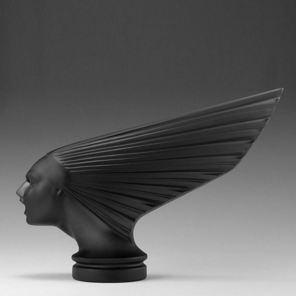 Art Deco 1930' Black Glass Car Mascot 'Spirit Of The Wind' H.Hoffmann By Lalique: This piece is a great addition to collection or a great gift. Art Deco Black Glass Sculpture ' Spirit Of The Wind ' Hood Ornament, Car Mascot. Very beautiful decoration. It is breathtaking high qualit