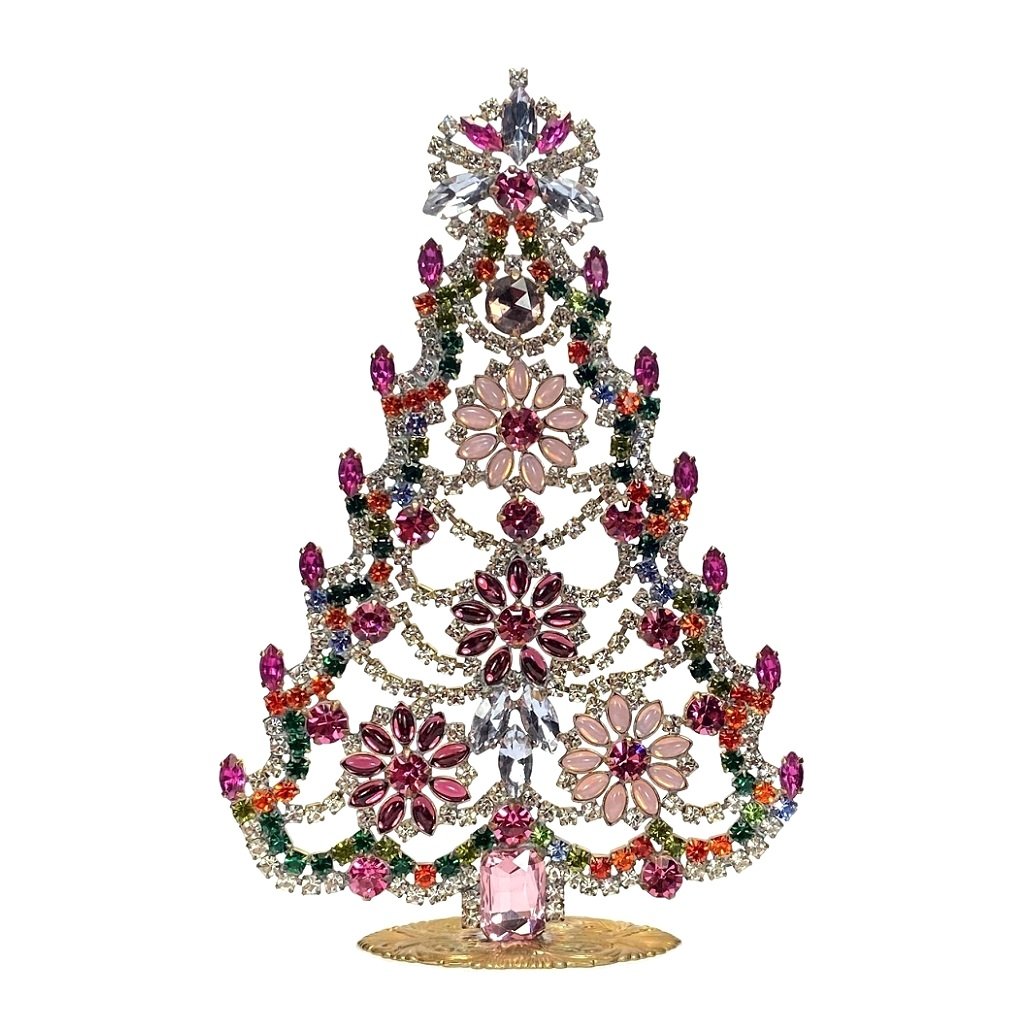 Vintage Rhinestones Standing Decorative Christmas Tree XL: Vintage Standing Christmas Tree. Made in Czechoslovakia. Excellent condition. No missing stones. No damage. It measures approximately 7''.