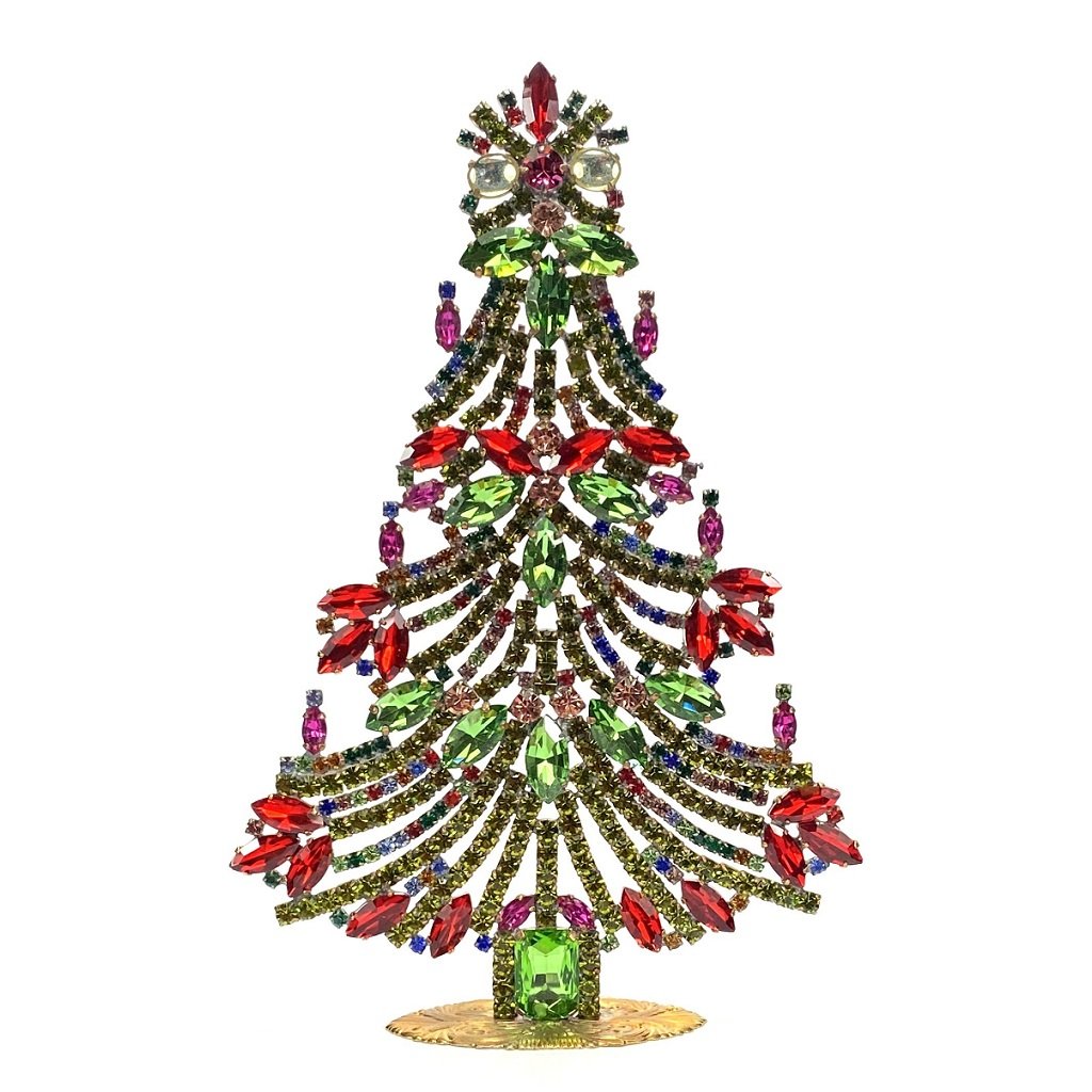 Vintage Rhinestones Standing Decorative Christmas Tree XL: Vintage Standing Christmas Tree. Made in Czechoslovakia. Excellent condition. No missing stones. No damage. It measures approximately 7 1/2 ''.