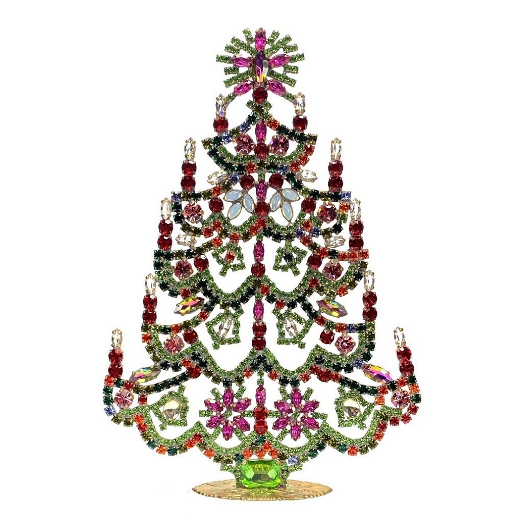 Vintage Rhinestones Standing Decorative Christmas Tree XL: Vintage Standing Christmas Tree. Made in Czechoslovakia. Excellent condition. No missing stones. No damage. It measures approximately 8 ''.
