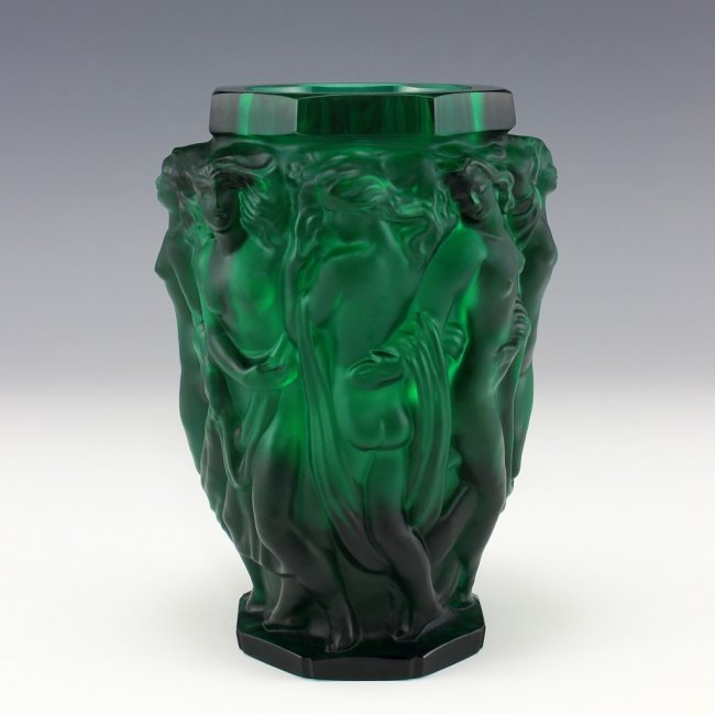 Art Deco Rare Green Glass Vase 1930' H.Hoffmann by Lalique (1 of 2)