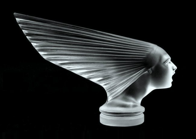 Art Deco 1930' Glass Car Mascot 'Spirit Of The Wind' H.Hoffmann by Lalique: This piece is a great addition to collection or a great gift. Art Deco Glass Sculpture ' Spirit Of The Wind ' Hood Ornament, Car Mascot. Very beautiful decoration. It is breathtaking high quality sati