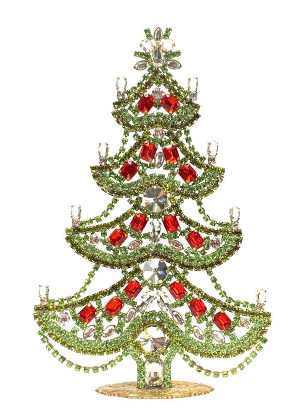 Vintage Rhinestones Standing Decorative Ornament Christmas Tree XL: Vintage Standing Christmas Tree. Made in Czechoslovakia. Excellent condition. No missing stones. No damage. It measures approximately 8 ''.