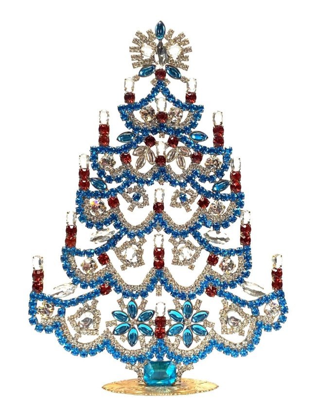 Vintage Rhinestones Standing Decorative Ornament Christmas Tree XL: Vintage Standing Christmas Tree. Made in Czechoslovakia. Excellent condition. No missing stones. No damage. It measures approximately 8 ''.