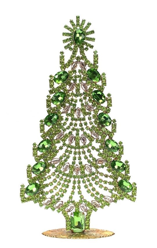 Vintage Rhinestones Standing Decorative Christmas Tree XL: Vintage Standing Christmas Tree. Made in Czechoslovakia. Excellent condition. No missing stones. No damage. It measures approximately 8 ''.