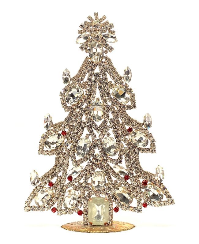 Vintage Rhinestones Standing Decorative Christmas Tree XL: Vintage Standing Christmas Tree. Made in Czechoslovakia. Excellent condition. No missing stones. No damage. It measures approximately 7 1/2 ".
