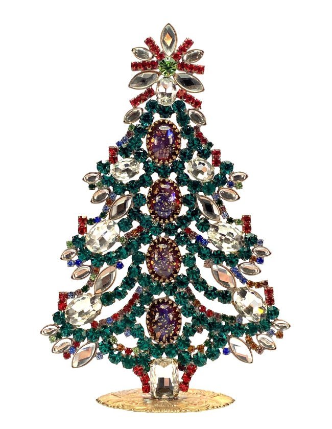 Vintage Rhinestones Standing Decorative Christmas Tree XL: Vintage Standing Christmas Tree. Made in Czechoslovakia. Excellent condition. No missing stones. No damage. It measures approximately 7 ".