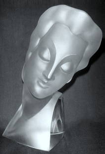 Glamorous Art Deco 1930' Glass Bust Sculpture H.Hoffmann by Lalique: Top Quality Art Deco Glass Sculpture. This sculpture was originally made by LALIQUE. This piece was made in Bohemia from ORIGINAL antique molds that were used during the 1930's - 1939's. It is BREATHT