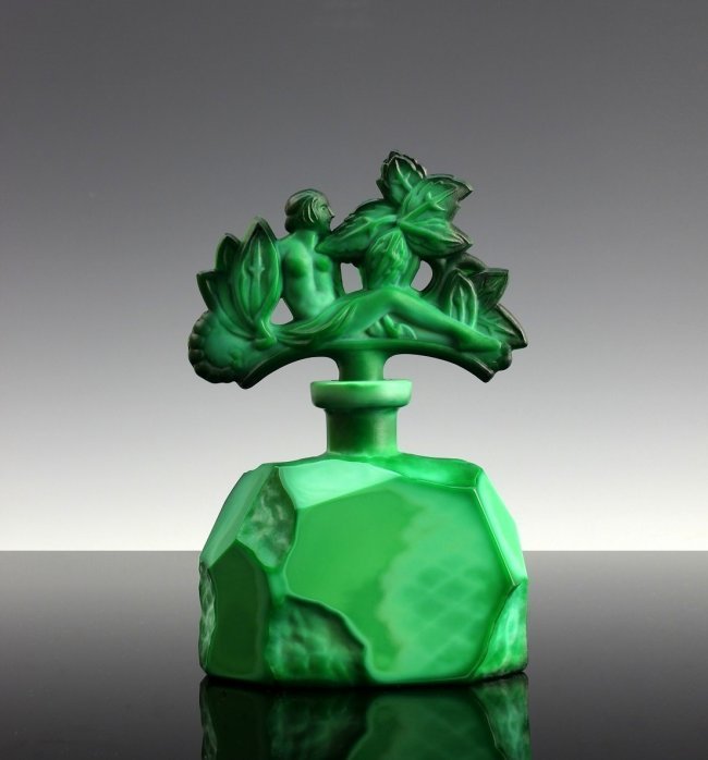 Art Deco Jade Malachite Perfume Bottle 1930' H.Hoffnann (1 of 2)