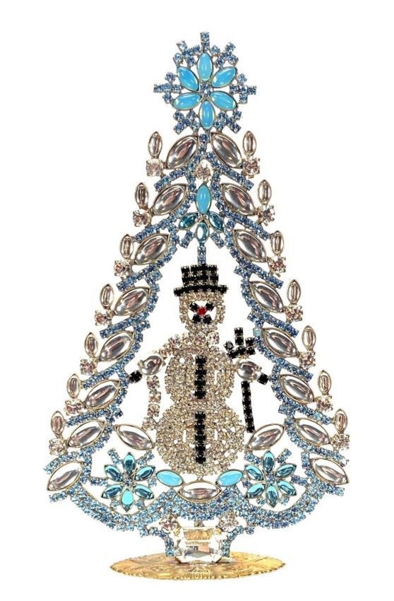Vintage Rhinestones Standing Decorative Christmas Tree Large: Vintage Standing Christmas Tree. Made in Czechoslovakia. Excellent condition. No missing stones. No damage. It measures approximately 7 1/2 ''.