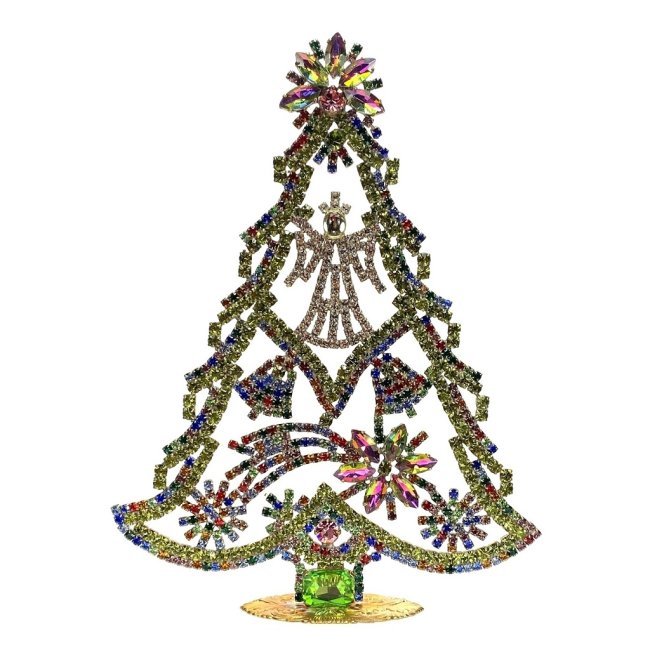 Vintage Rhinestones Standing Decorative Christmas Tree XL: Vintage Standing Christmas Tree. Made in Czechoslovakia. Excellent condition. No missing stones. No damage. It measures approximately 8 ''.