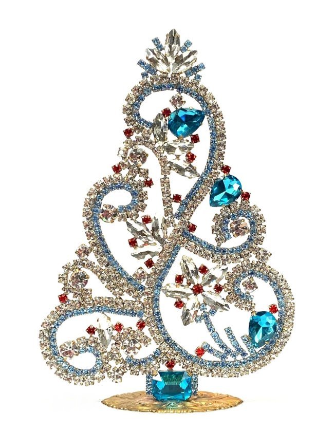 Vintage Rhinestones Standing Decorative Christmas Tree XL: Vintage Standing Christmas Tree. Made in Czechoslovakia. Excellent condition. No missing stones. No damage. It measures approximately 7 ".