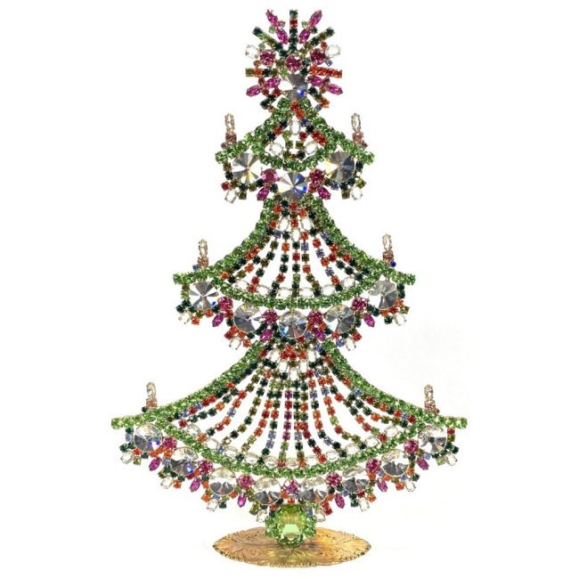 Vintage Rhinestones Standing Decorative Christmas Tree XXL: Vintage Standing Christmas Tree. Made in Czechoslovakia. Excellent condition. No missing stones. No damage. It measures approximately 12 ".