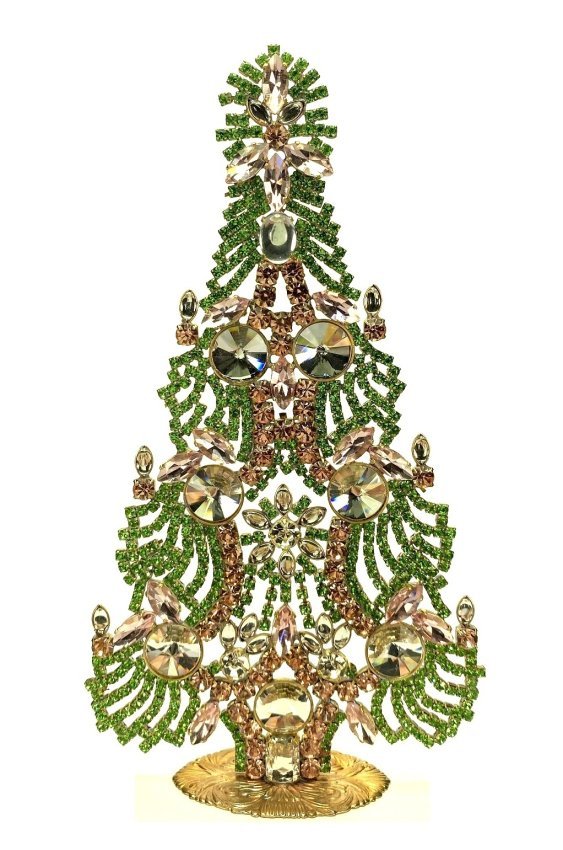Vintage Rhinestones Standing Decorative Christmas Tree XL: Vintage Standing Christmas Tree. Made in Czechoslovakia. Excellent condition. No missing stones. No damage. It measures approximately 8 ".