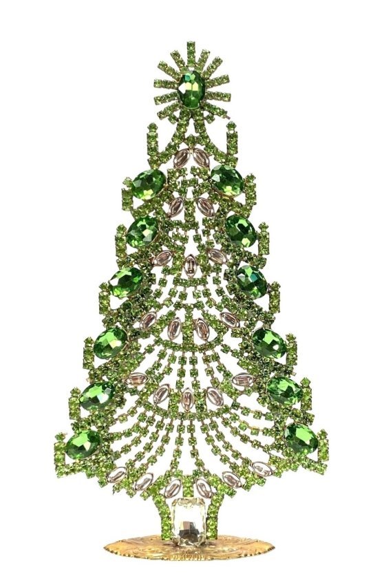 Vintage Rhinestones Standing Decorative Christmas Tree XL: Vintage Standing Christmas Tree. Made in Czechoslovakia. Excellent condition. No missing stones. No damage. It measures approximately 8 ".